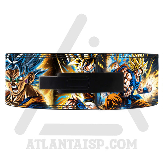 Dragon Ball Z Anime Lever Belt | Dynamic Goku in Super Saiyan Blue form intense energy iconic orange and blue gi spiky powerful stance Belt
