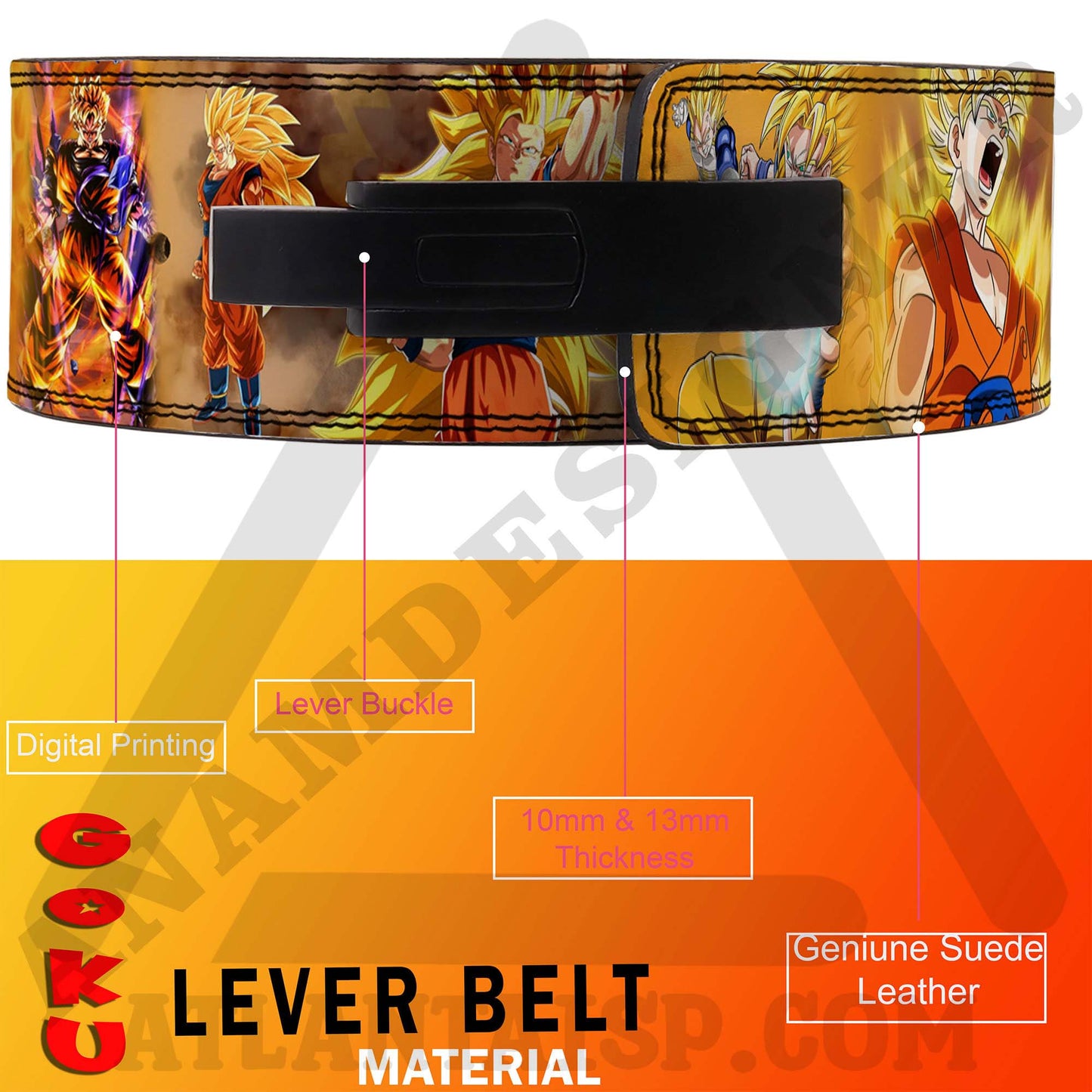 Dragon Ball Z Anime Lever Belt | Powerlifting belt | DBZ Lever Lifting belt Anime Vegeta Gym Belt | Goku Weightlifting belt| Goku Lever Belt