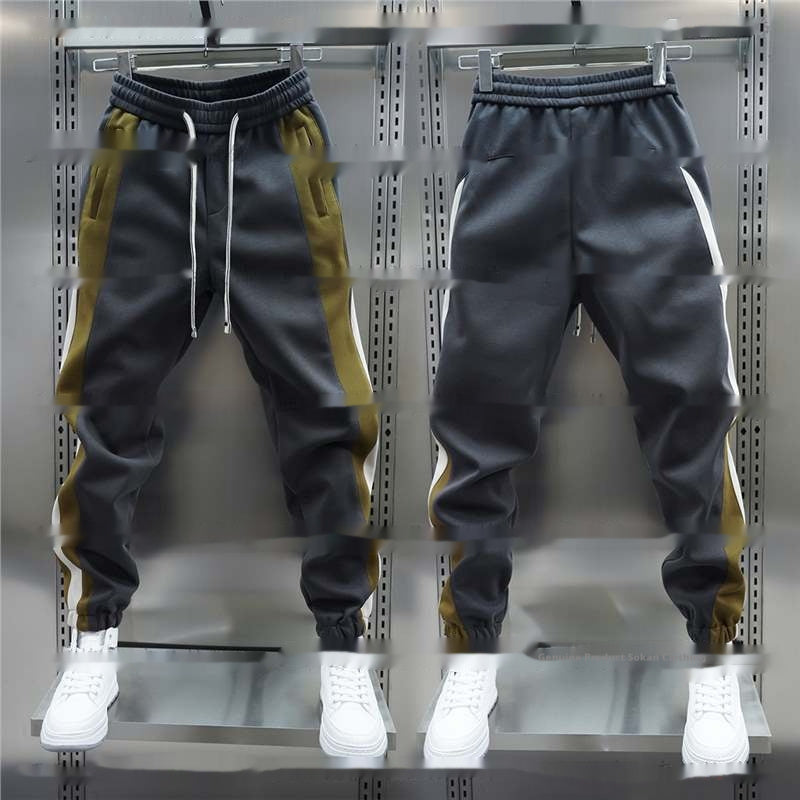 Men's Stitching Sports Elasticity Elastic Waist Ankle-tied All-matching Casual Pants
