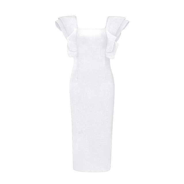 Ruffled Butterfly Sleeve Skinny Club Dress