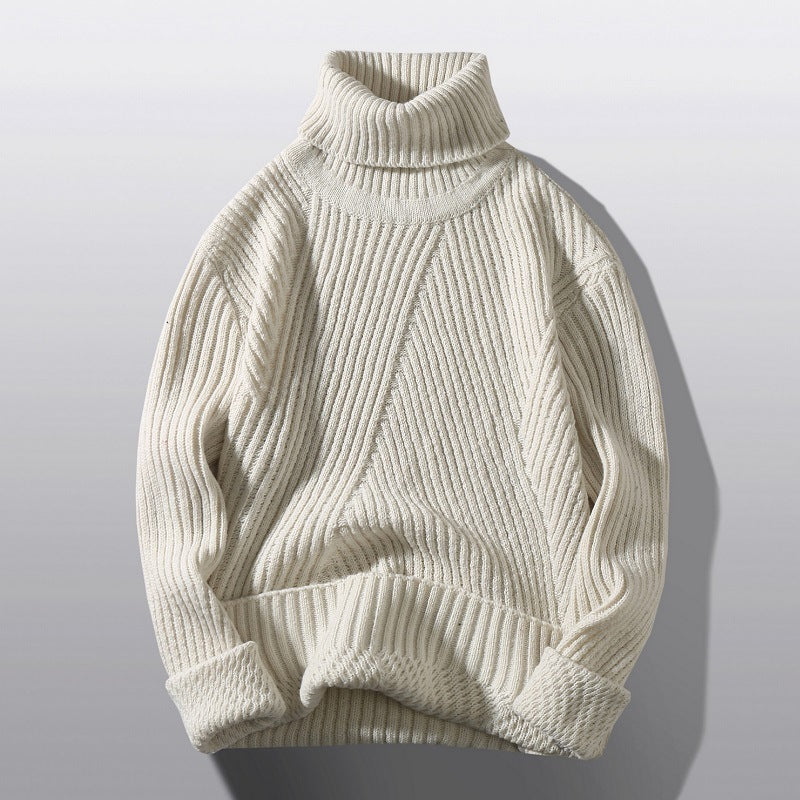 New Knitted Men's Thickened Casual High Neck Sweater
