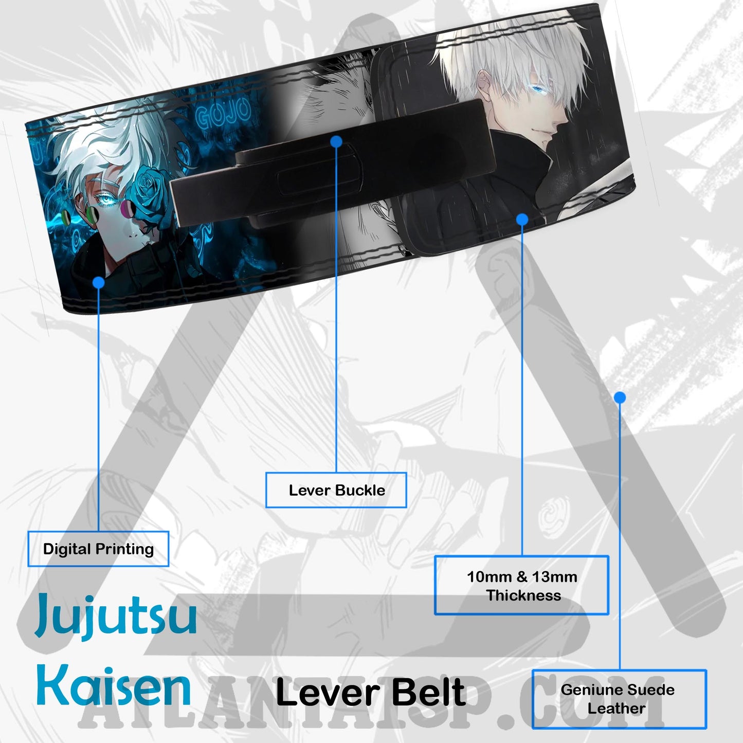 Jujutsu Kaisen LeverBelt|Gojo Satoru belt|Satoru's Blue Rose belt|Satoru Blue Eyes GymBelt|Satoru Digital Belt Satoru Gojo Weightliftingbelt