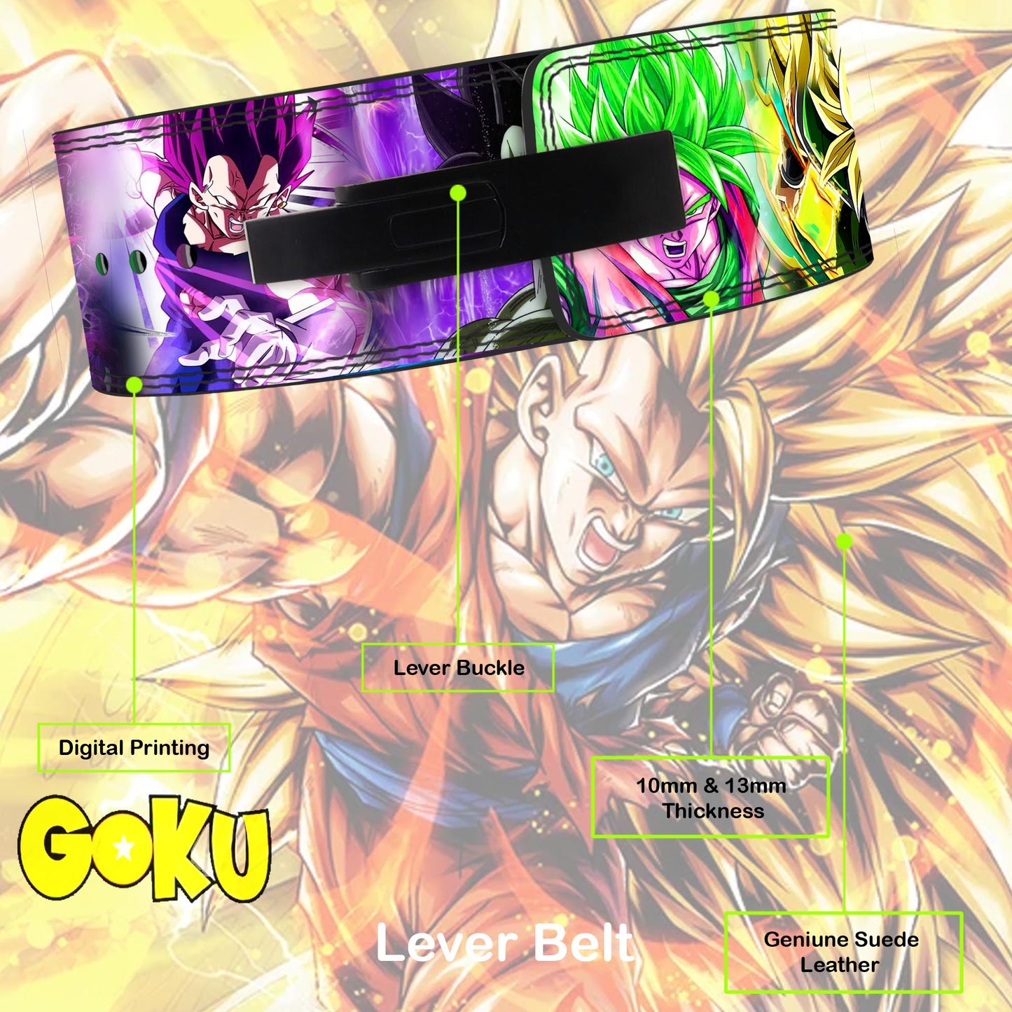 Dragon Ball Z Anime Lever Belt | Powerlifting belt | DBZ Lever Lifting belt Anime Vegeta Gym Belt Goku Weightlifting belt | Goku Lever Belt