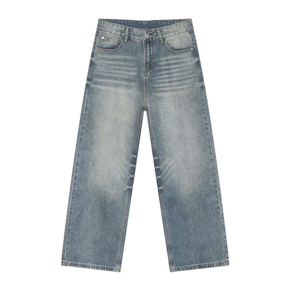 Men's Autumn New Product Loose Straight Washed Jeans