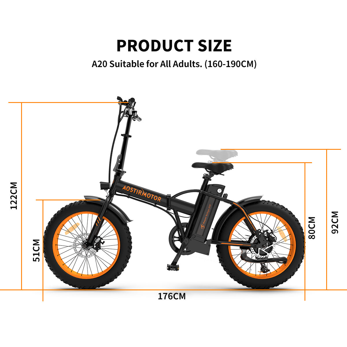 36V 500W Foldable Fat Tire E-Bike 20x4.0 Inch Commuter Bike ,13AH Lithium Battery, FR Disc Brake & 866 LCD Display