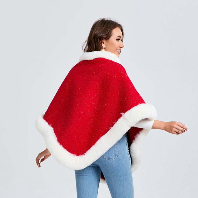 Christmas Style Festive Red Pullover Cape