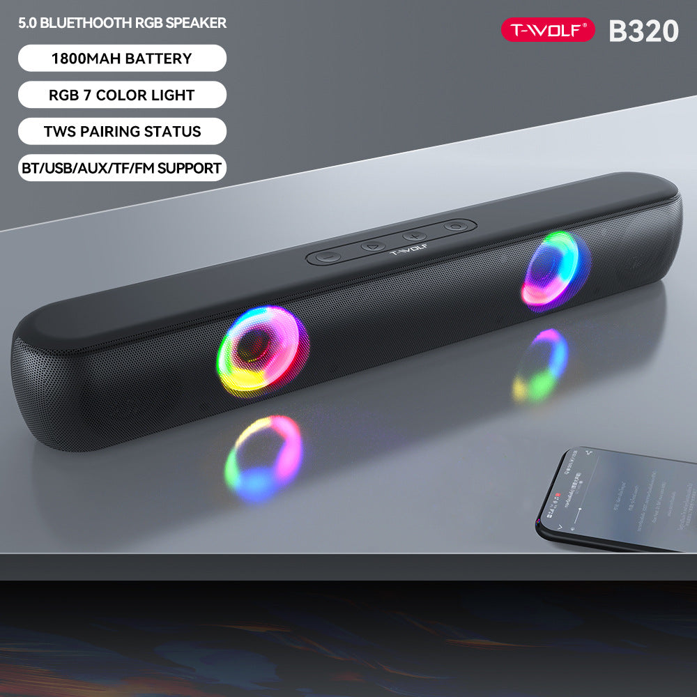 Wireless Bluetooth Speaker RGB Luminous Desktop Strip Loudspeaker