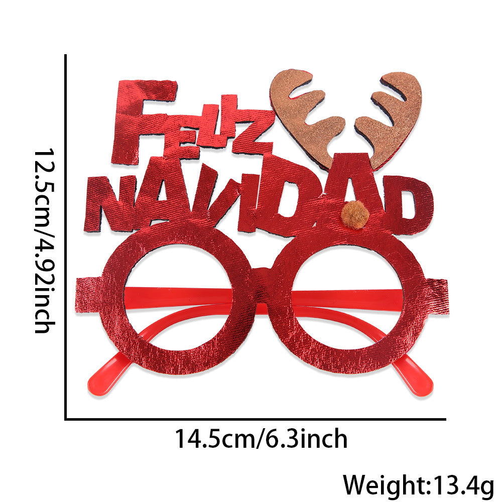 Christmas Glasses Bronzed Fabric Snowflake XINGX Photo New Year Party Props