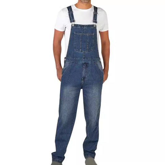 American-style Retro Design Denim Suspender Pants
