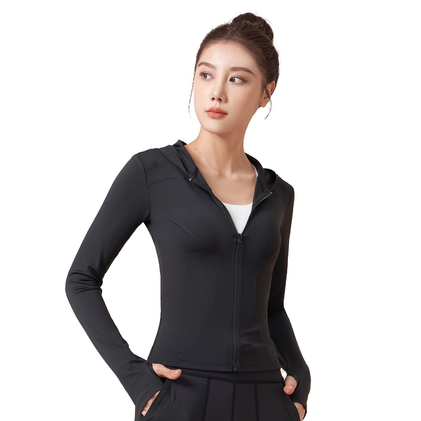 Hooded Yoga Jacket Women's Slim Slimming Windproof Running Cycling