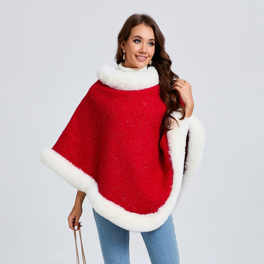 Christmas Style Festive Red Pullover Cape