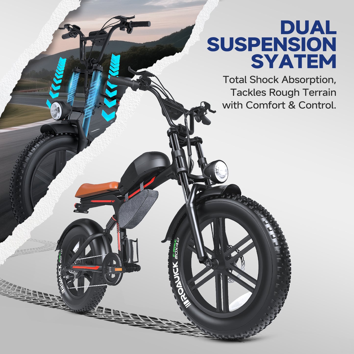 500W 20inch Fat Tire Electric Bike With 45kmh Top Speed & 45km Range