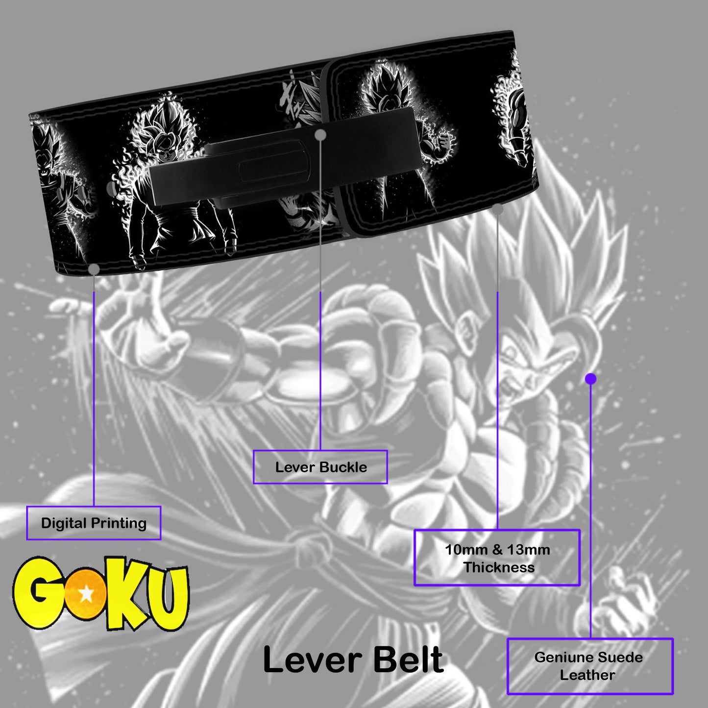 Dragon Ball Z Anime Lever Belt | Powerlifting belt | Goku Lever Lifting belt | Anime Gym Belt | Goku Weightlifting belt | Goku Lever Belt