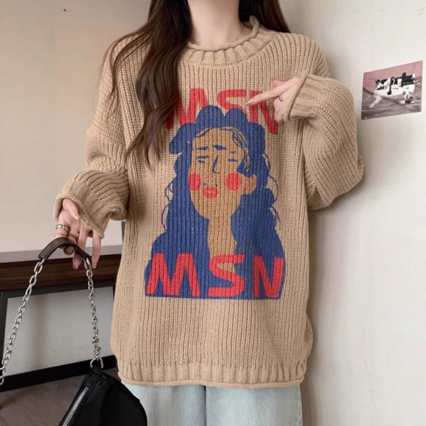 Brand Loose Sweater Coat Top