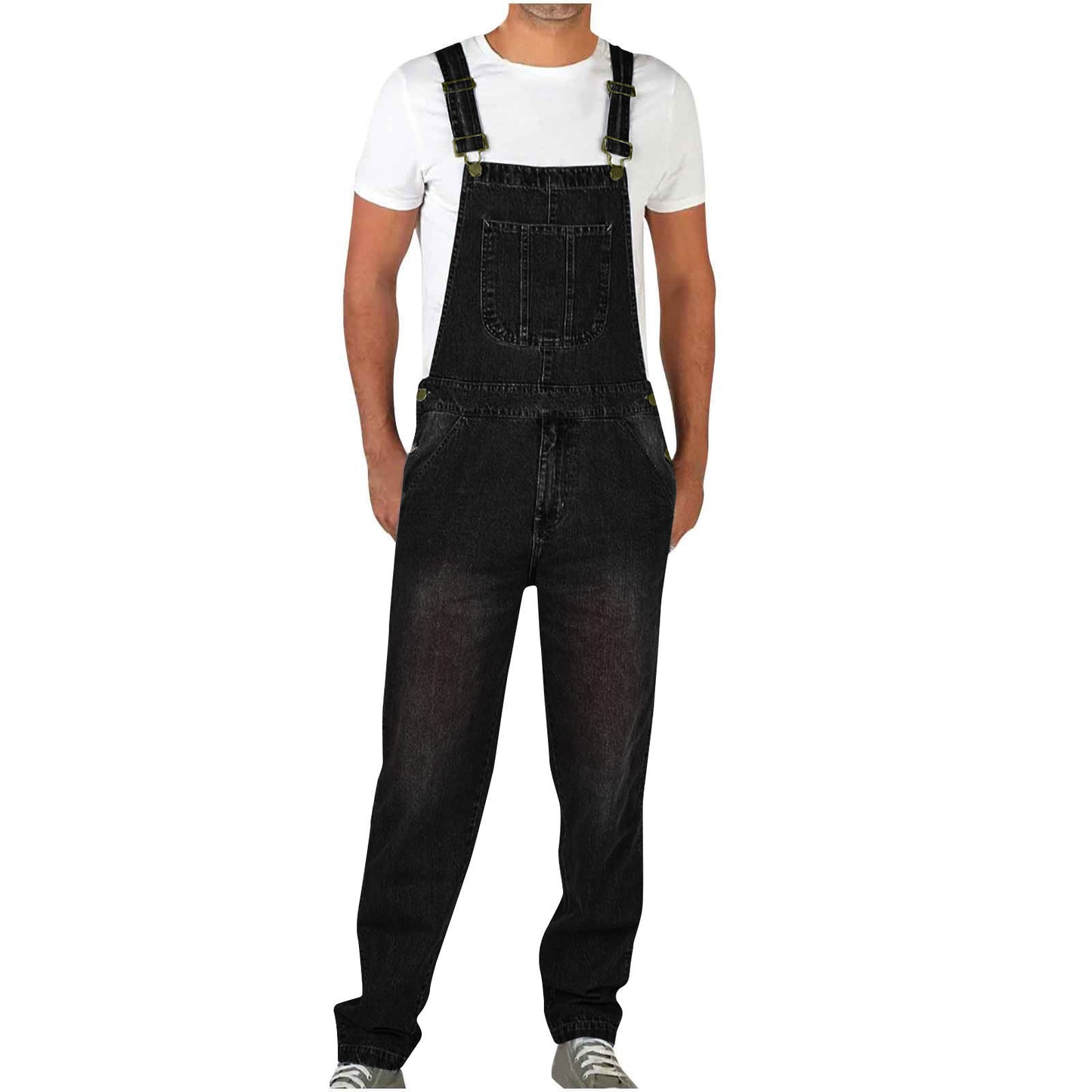 American-style Retro Design Denim Suspender Pants
