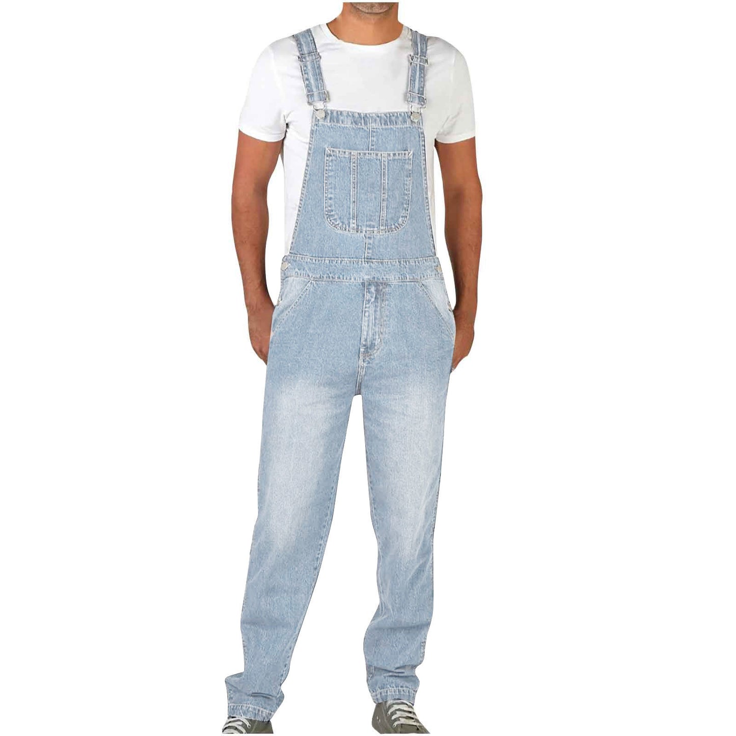American-style Retro Design Denim Suspender Pants