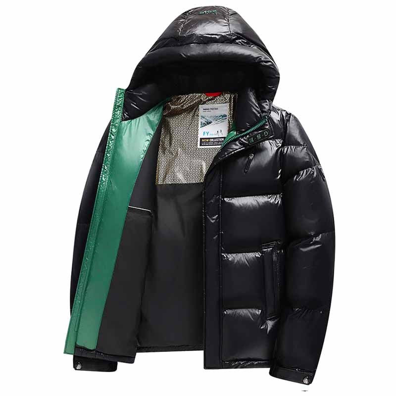 New Winter Down Jacket Men's Duck Down Cold-proof Black Gold Graphene Disposable Hooded Jacket