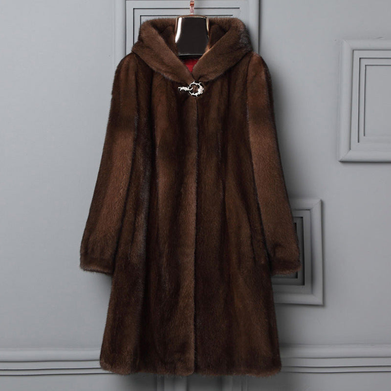 Autumn And Winter New Fur Hooded Casual Coat