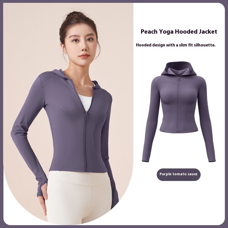Hooded Yoga Jacket Women's Slim Slimming Windproof Running Cycling