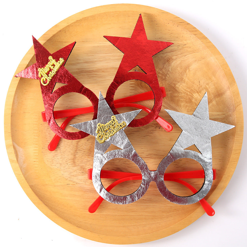 Christmas Glasses Bronzed Fabric Snowflake XINGX Photo New Year Party Props