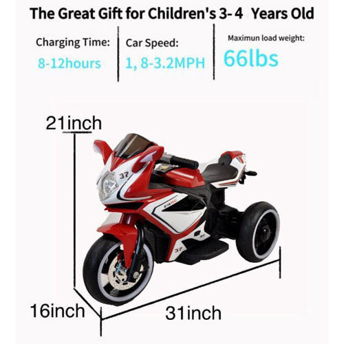 Plastic Red 6V Kids Electric Motorcycle Kids Toys Motorcycle  Kids Electric Car  Electric Ride On Motorcycle