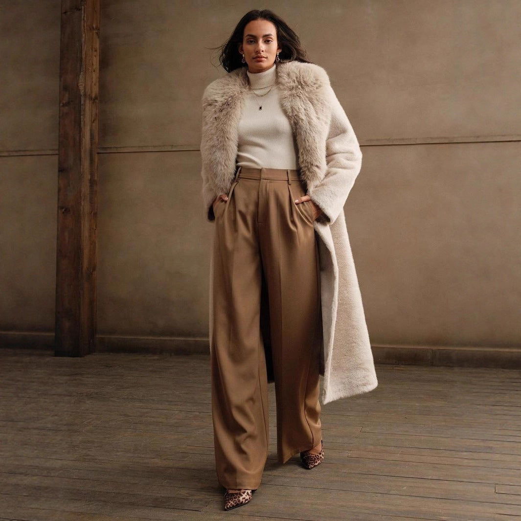 Elegant Trendy Autumn And Winter Casual Faux Fur Coat