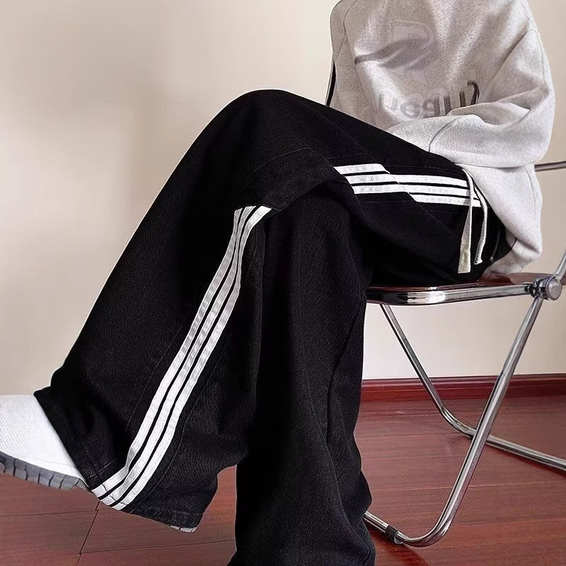 Spring And Autumn New Men's Hong Kong Style Trendy Brand Loose Casual Wide-leg Pants