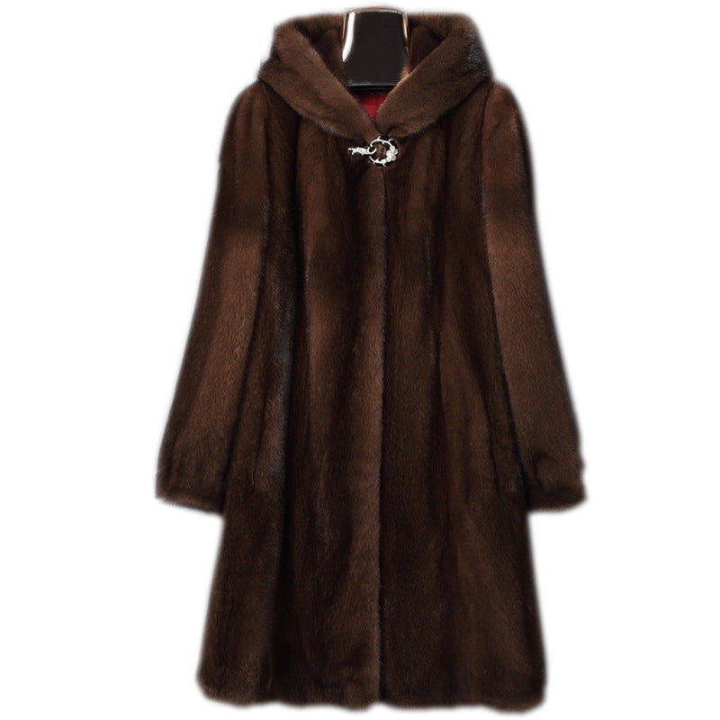 Autumn And Winter New Fur Hooded Casual Coat