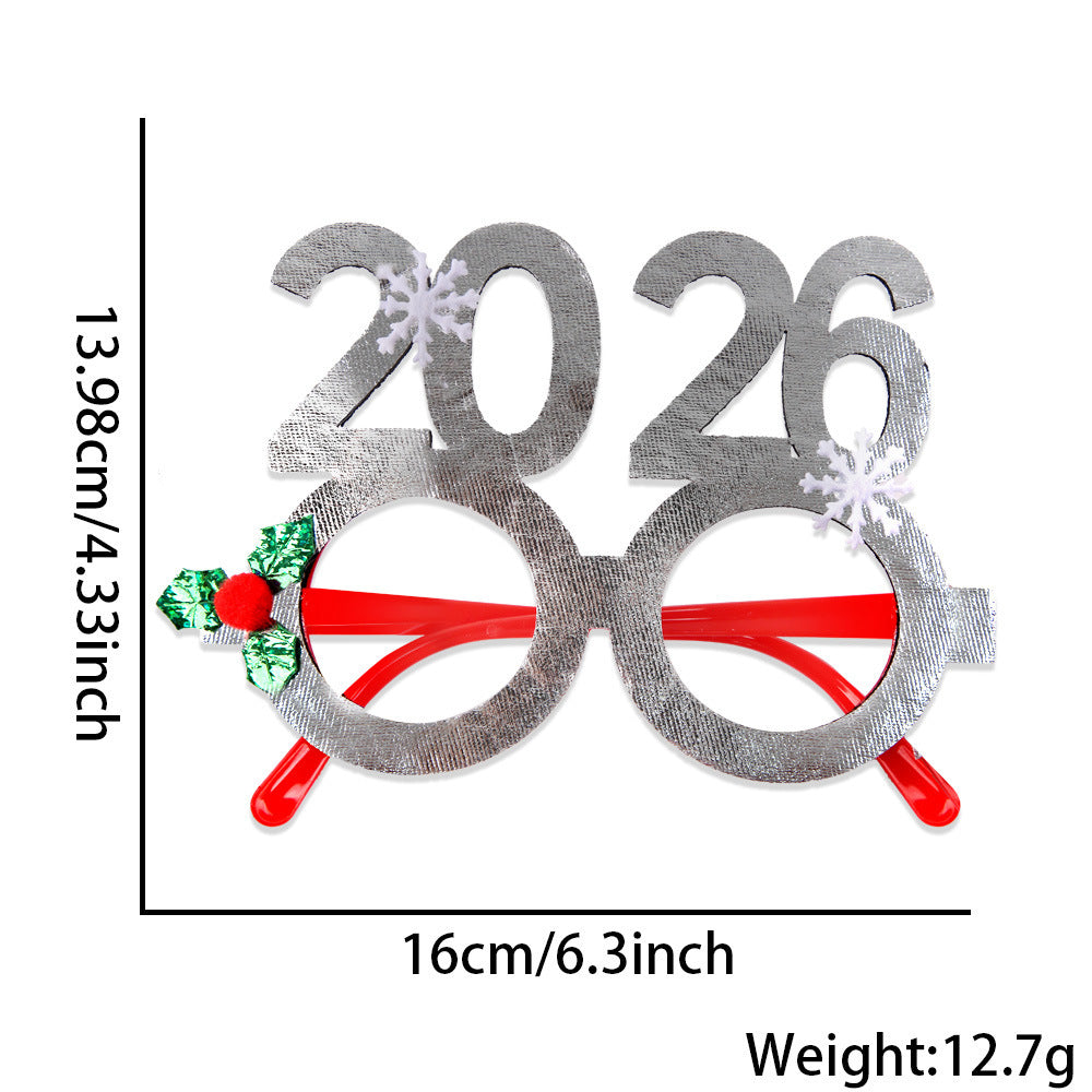 Christmas Glasses Bronzed Fabric Snowflake XINGX Photo New Year Party Props