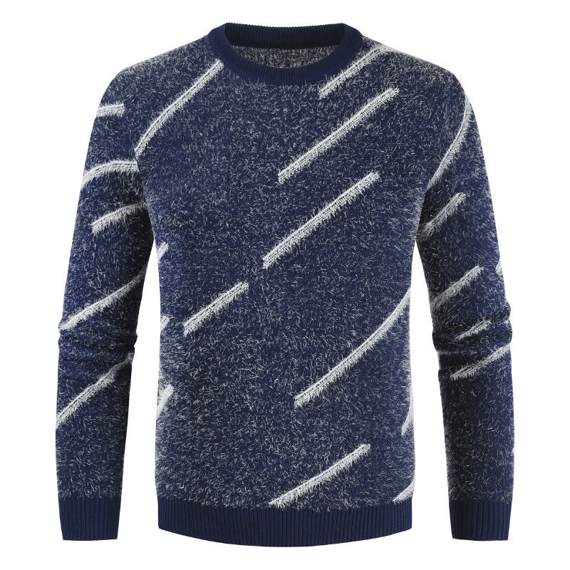 New Round Neck Slim Mohair Sweater For Men