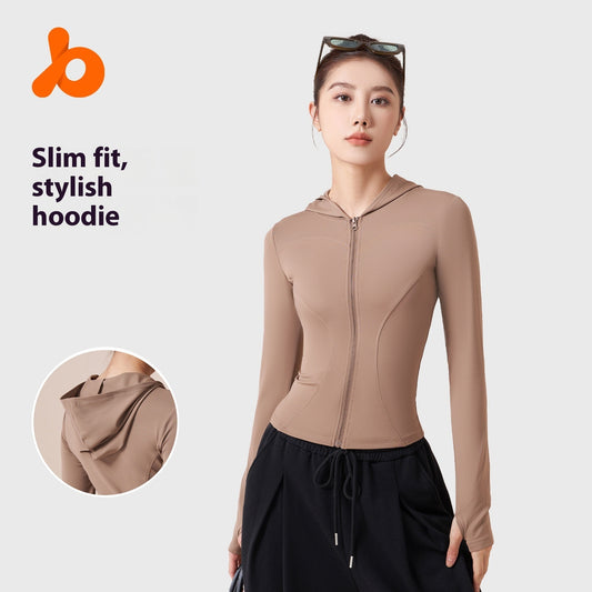 Hooded Yoga Jacket Women's Slim Slimming Windproof Running Cycling
