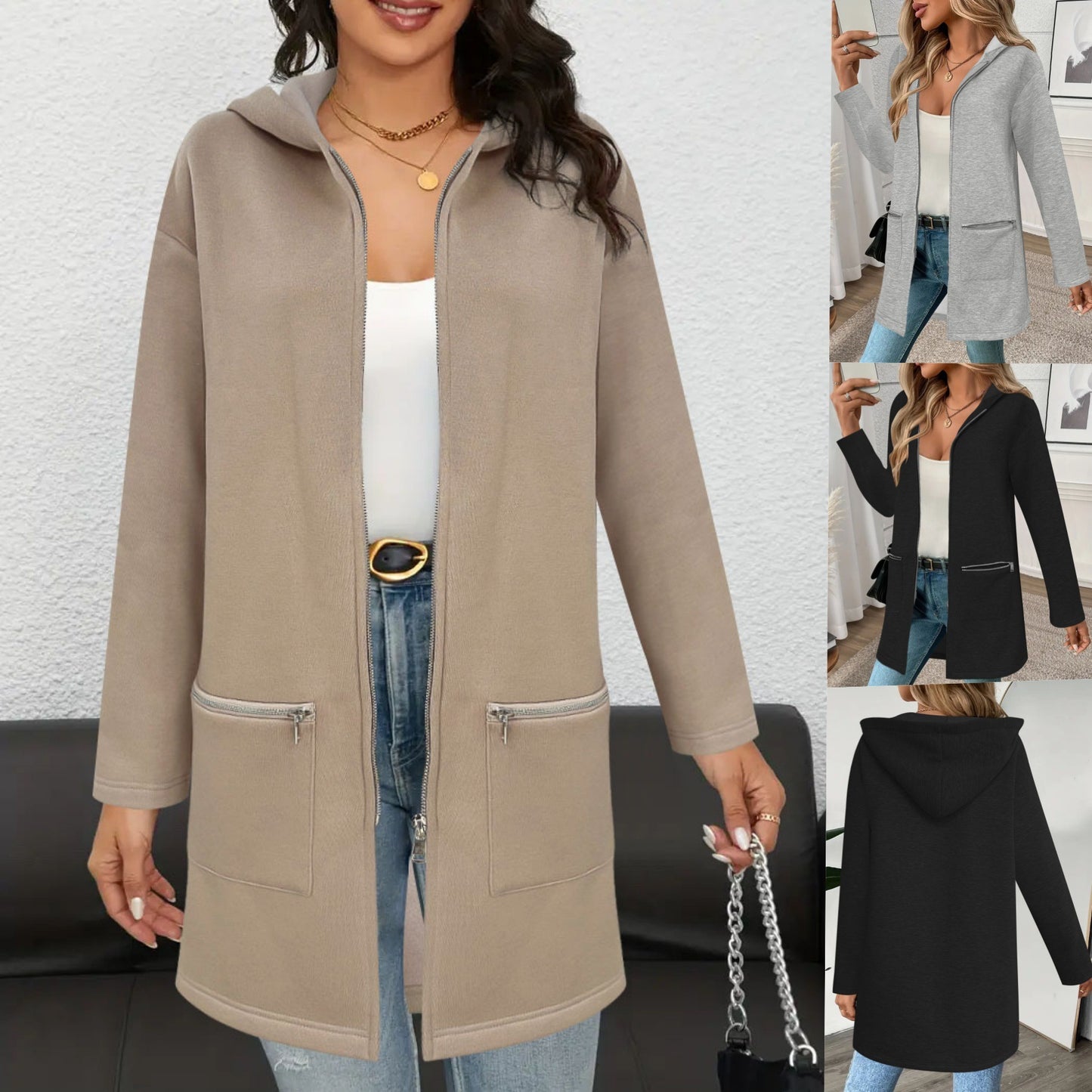 Loose Fashion Casual Mid-length Cardigan Coat For Women