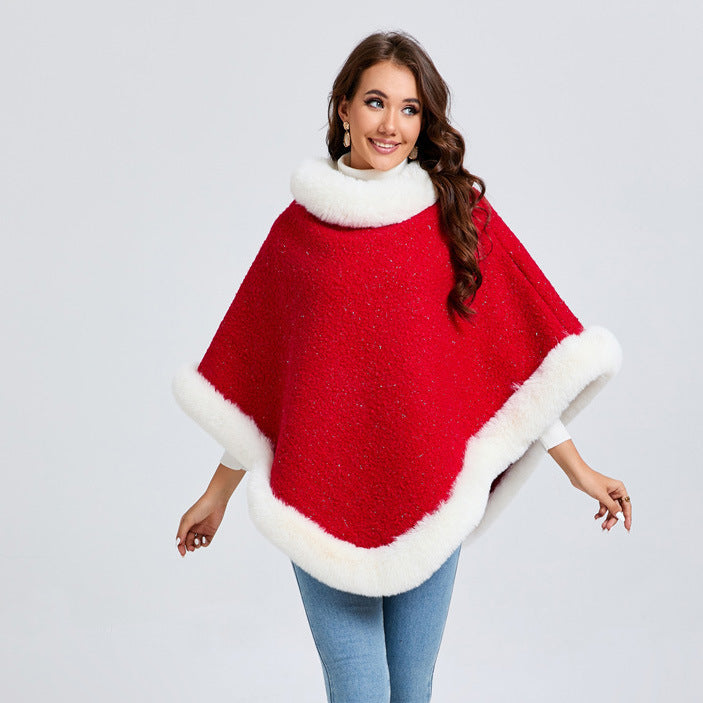 Christmas Style Festive Red Pullover Cape