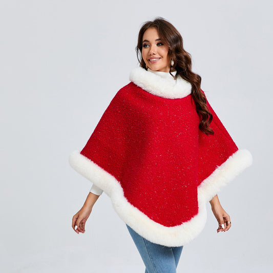 Christmas Style Festive Red Pullover Cape
