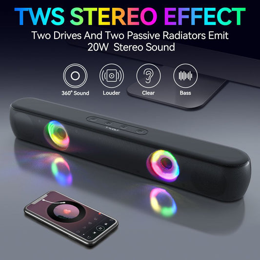 Wireless Bluetooth Speaker RGB Luminous Desktop Strip Loudspeaker