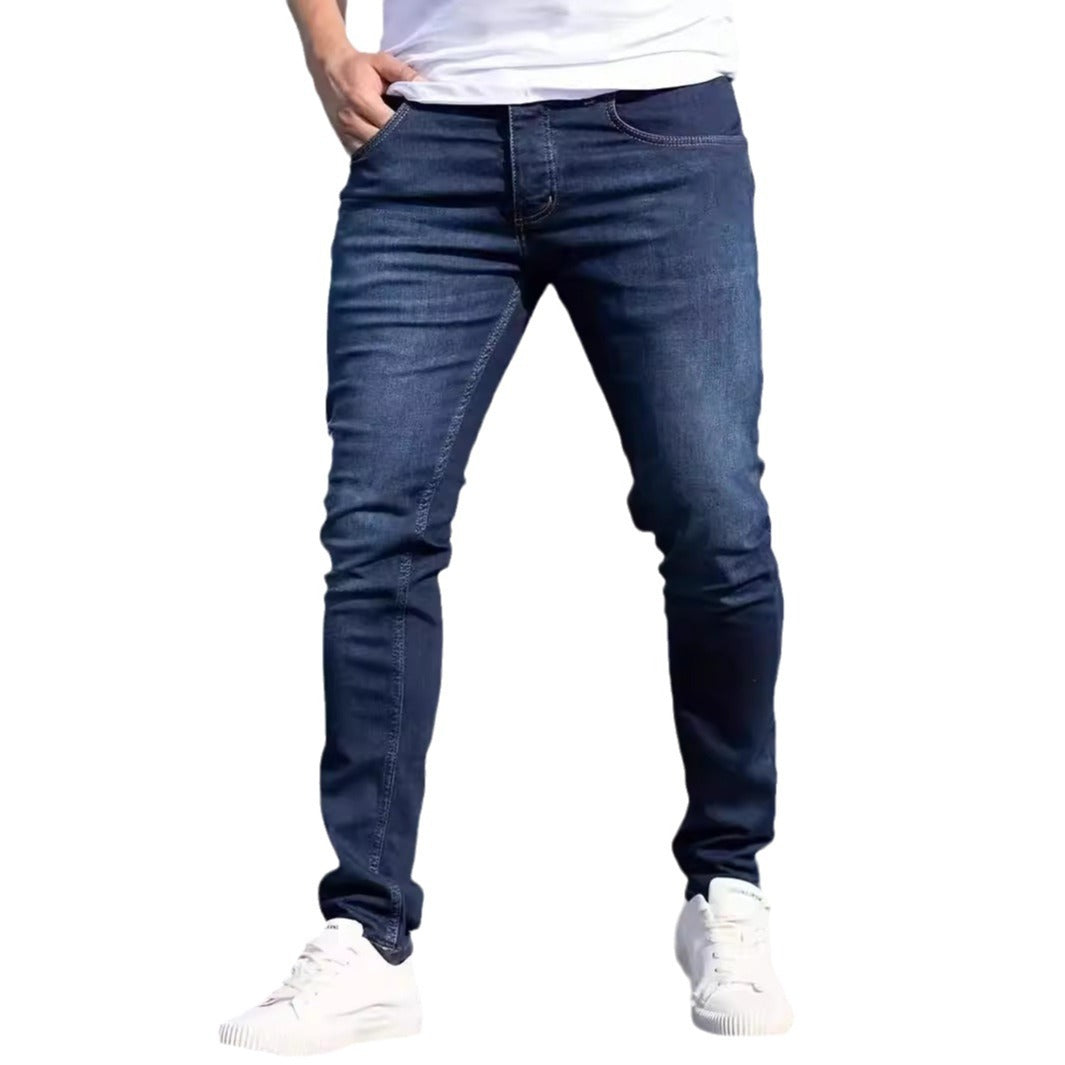 Men's European And American Fashionable Worn Slim Casual Jeans
