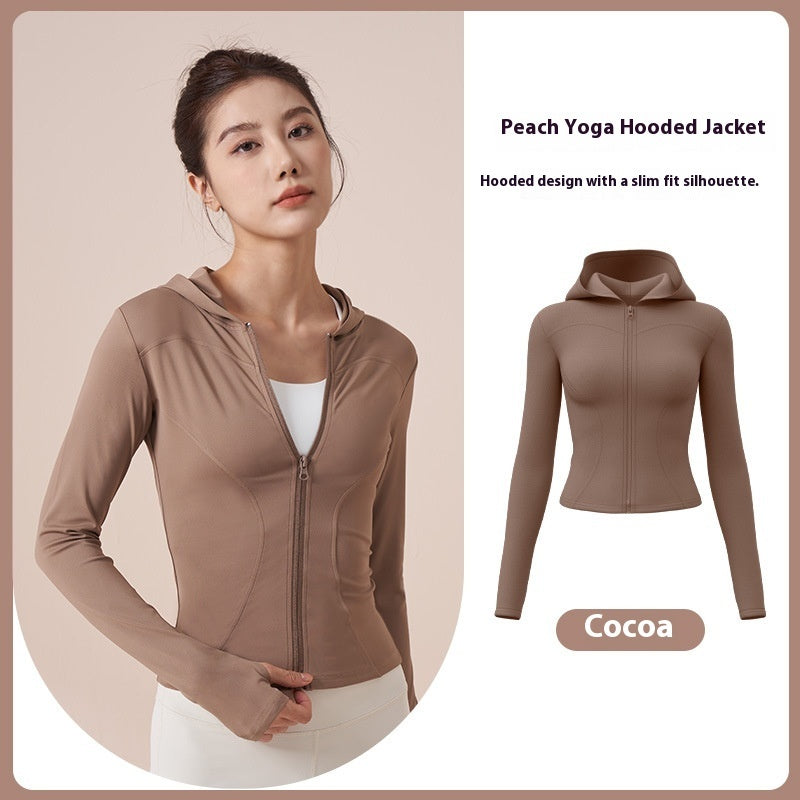 Hooded Yoga Jacket Women's Slim Slimming Windproof Running Cycling