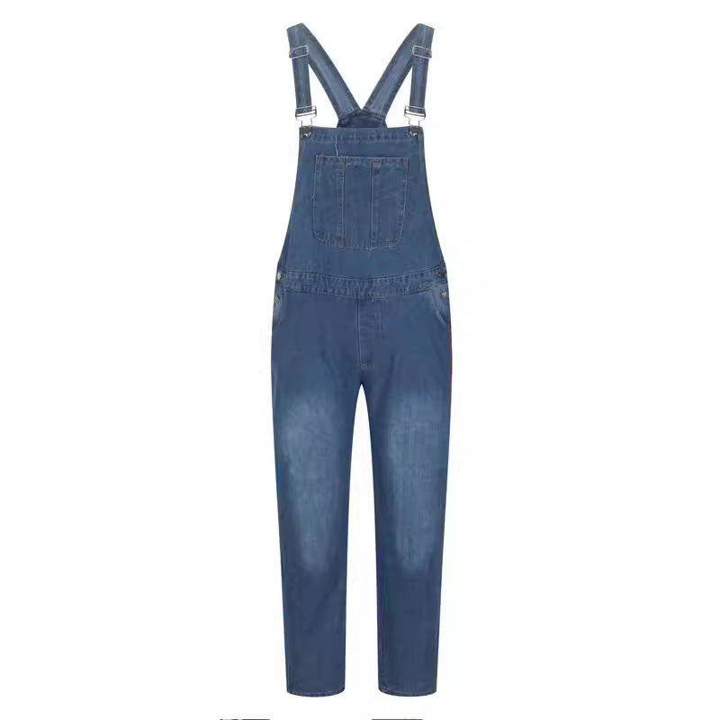 American-style Retro Design Denim Suspender Pants