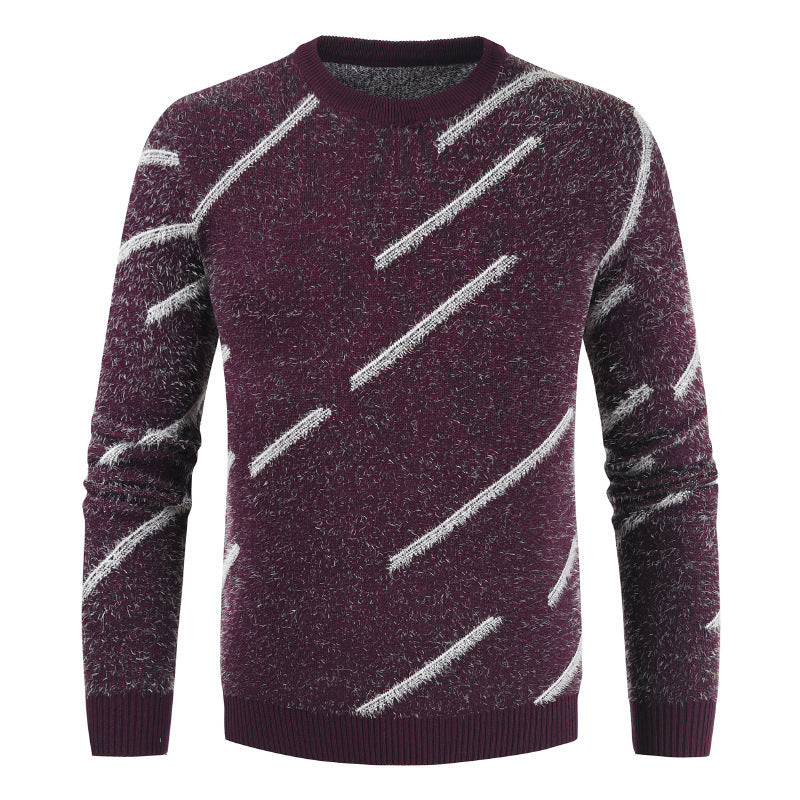 New Round Neck Slim Mohair Sweater For Men