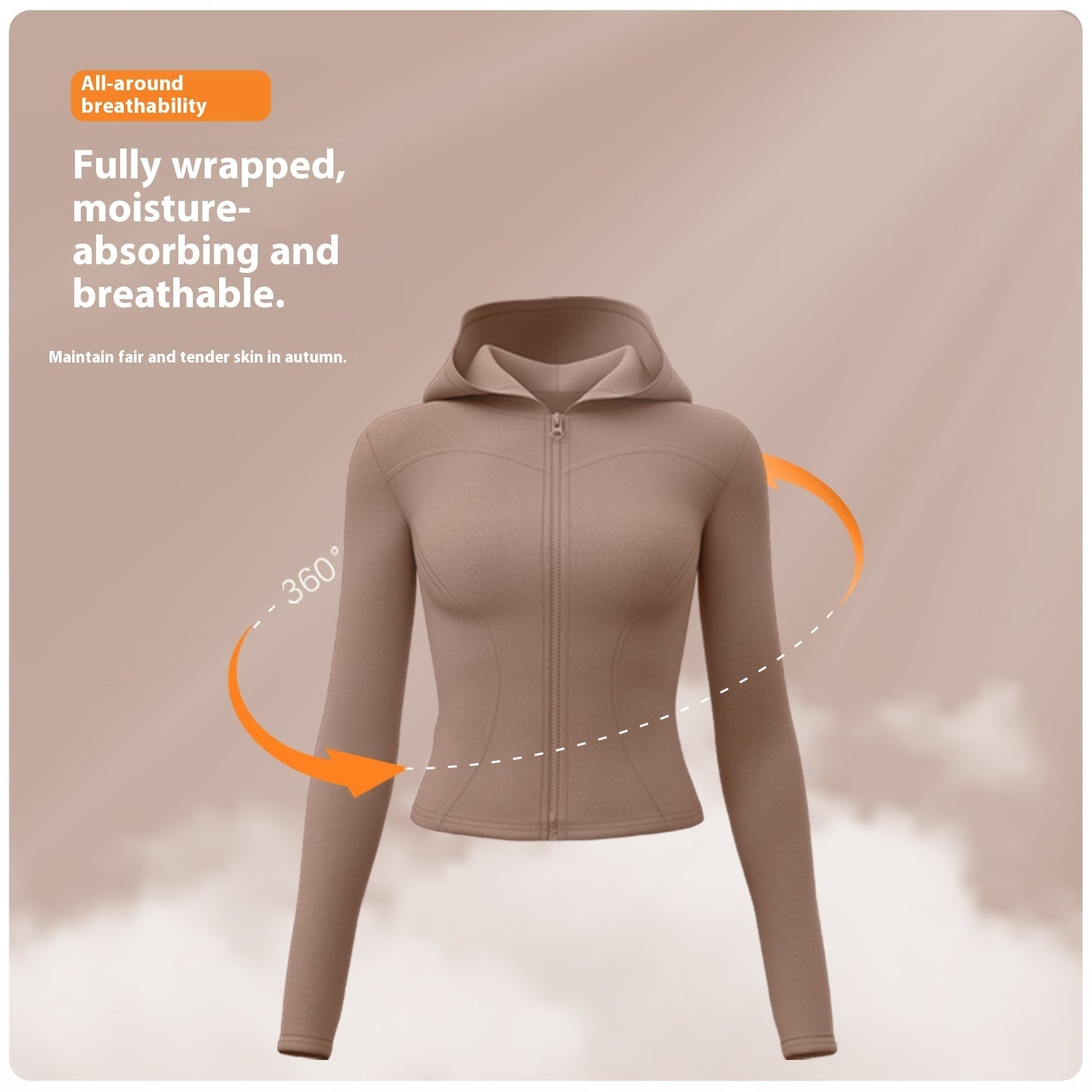 Hooded Yoga Jacket Women's Slim Slimming Windproof Running Cycling