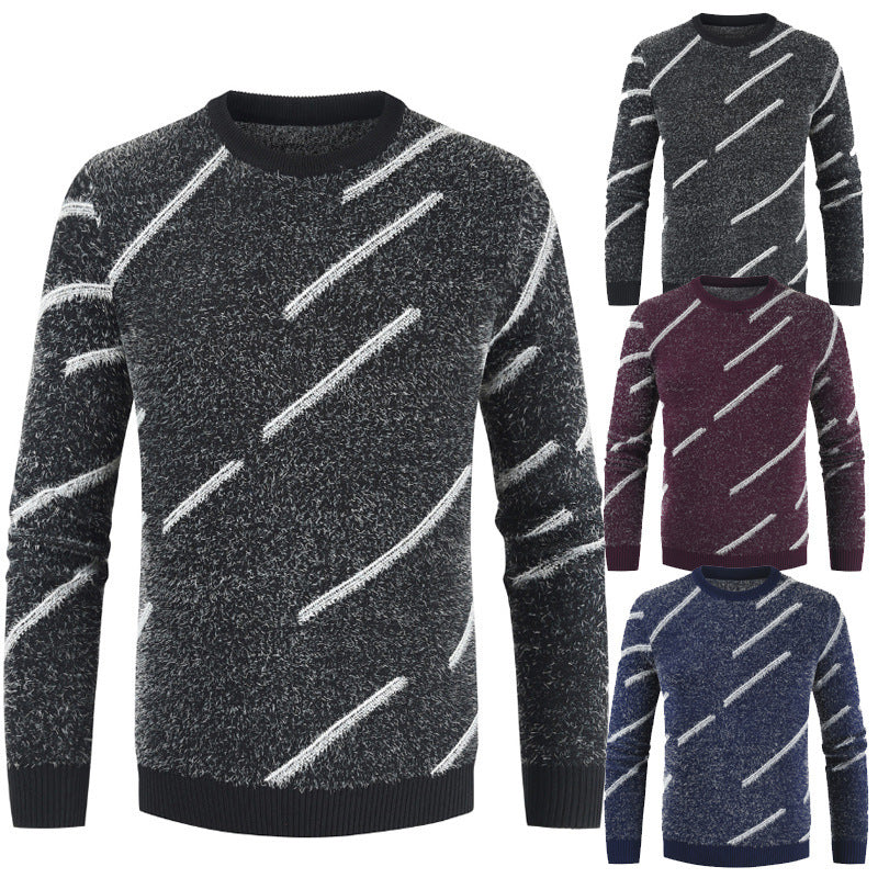New Round Neck Slim Mohair Sweater For Men