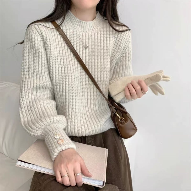 Retro Crew Neck Knitwear Women's Inner