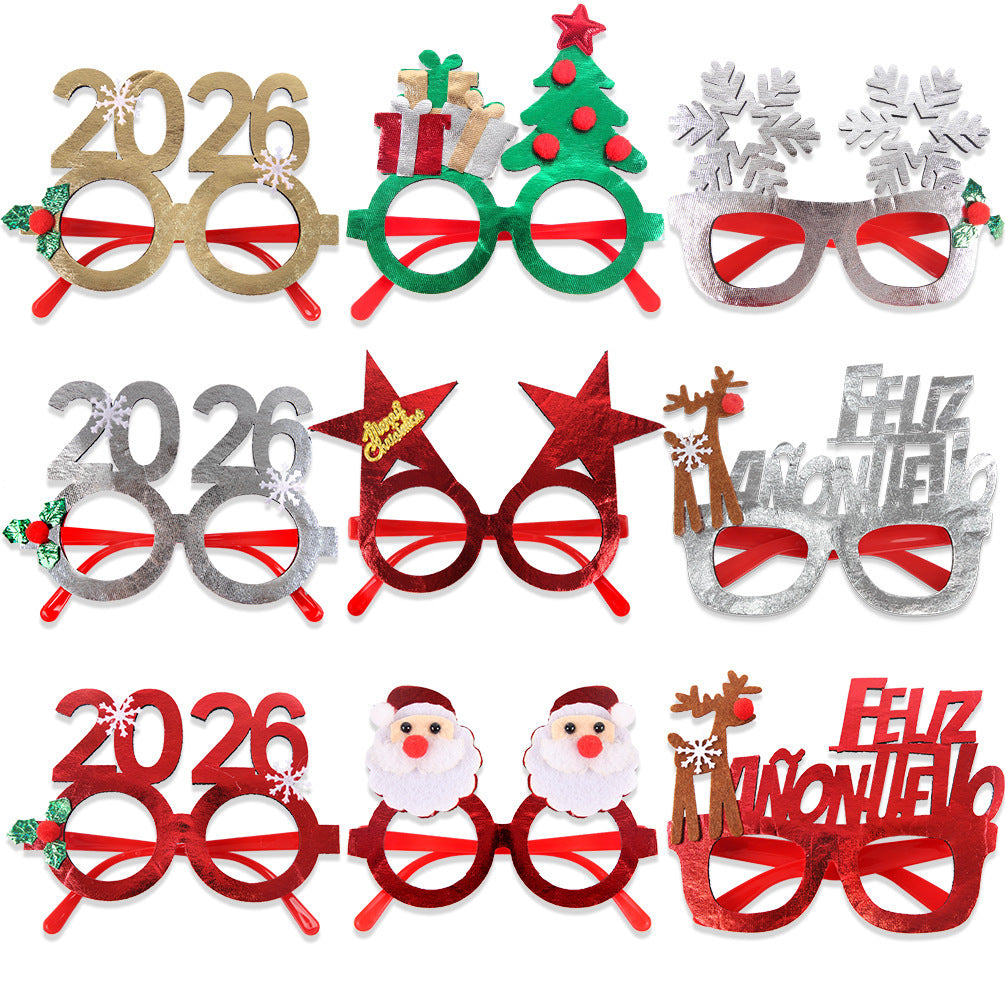 Christmas Glasses Bronzed Fabric Snowflake XINGX Photo New Year Party Props