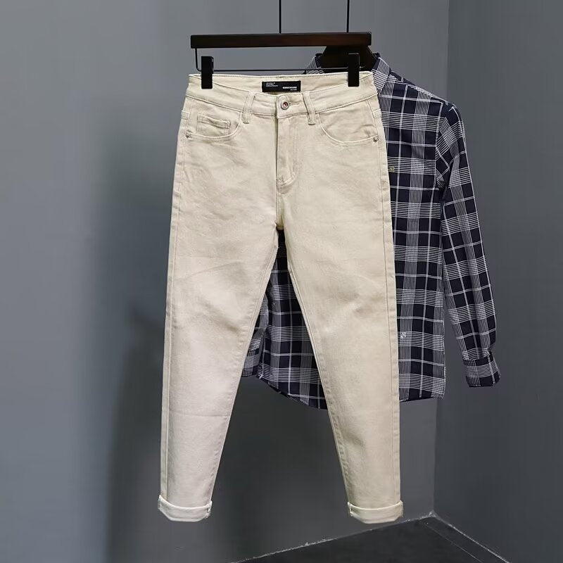 Slim Fit Skinny Solid Color Korean Casual Jeans