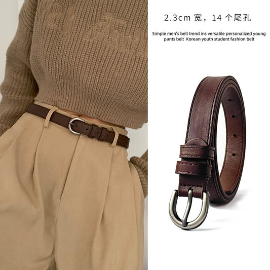Simple Ins Women's Belt Hong Kong-style Trendy Commuter Pants Belt Women's Casual Fashion Korean-style Student Pants Belt